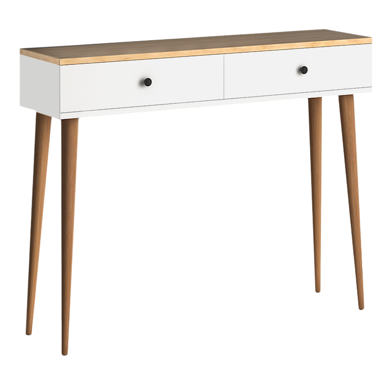 Console DOTTS in Pine White, featuring two cabinets and solid beech wood bases, measuring 110x29x88 cm.