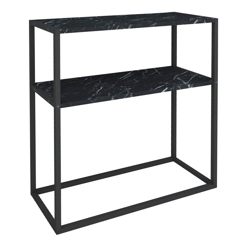 Console MIRANDA featuring a sleek black marble effect design, perfect for modern interiors, with dimensions of 90x33.5x90 cm.