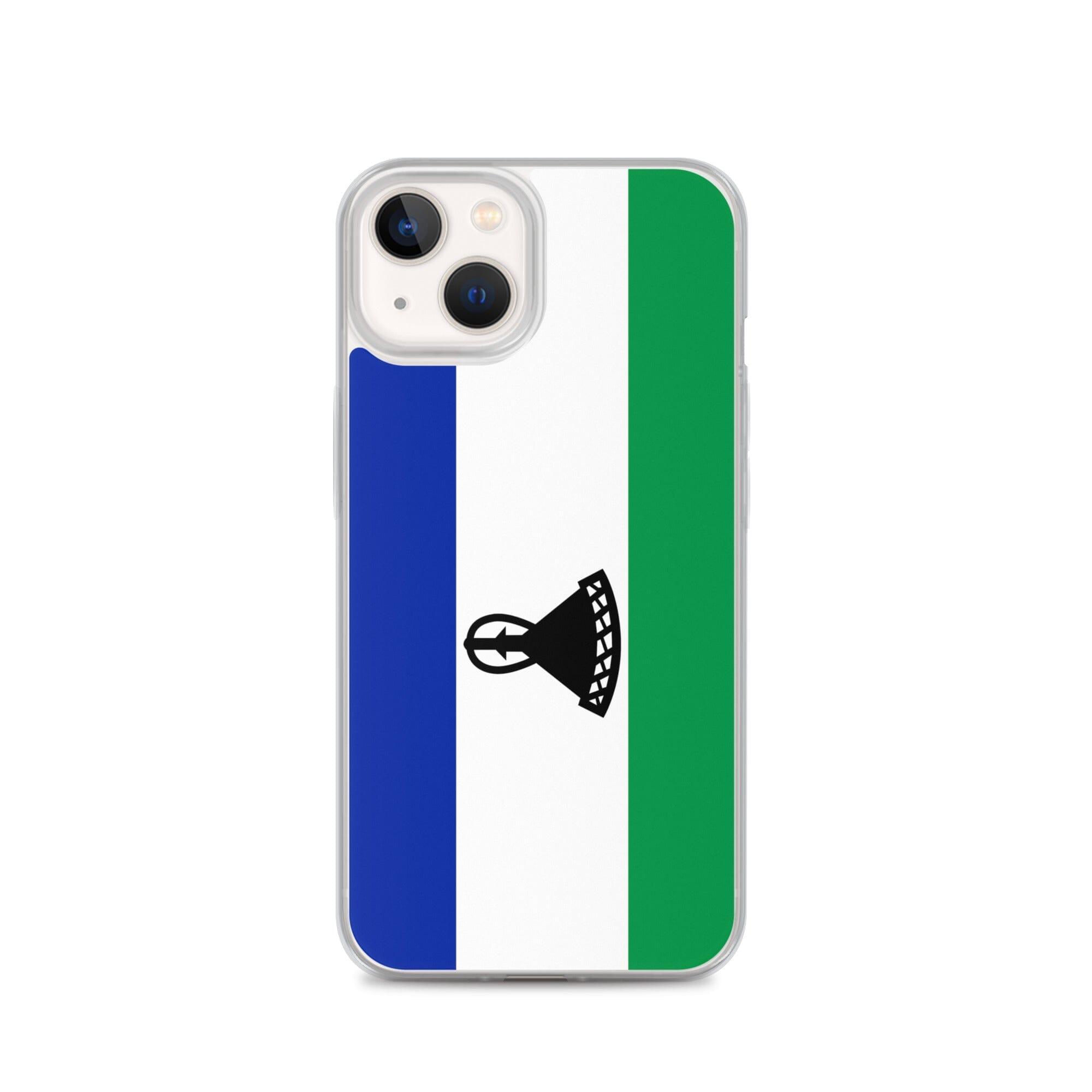 Coque de téléphone avec le drapeau du Lesotho, en plastique transparent et TPU, pour iPhone 6 à 14 Pro Max.