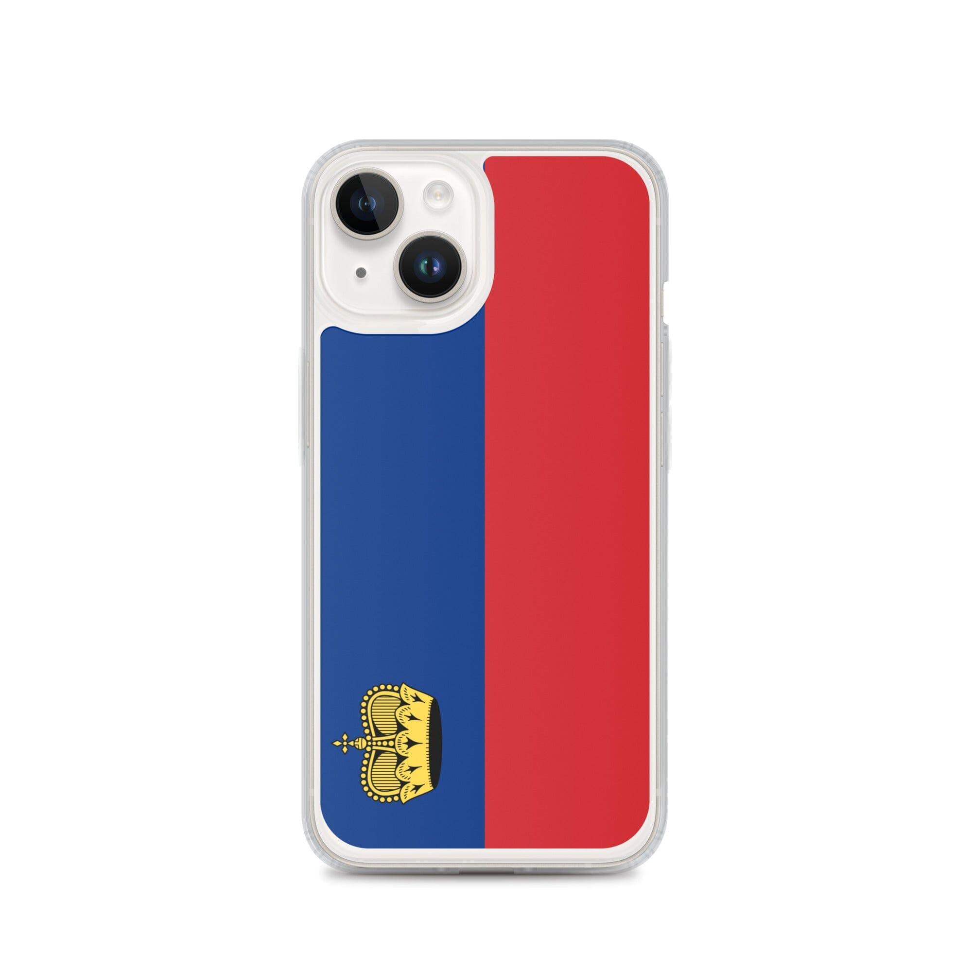 Coque de téléphone transparente avec le drapeau du Liechtenstein, offrant une protection pour iPhone.