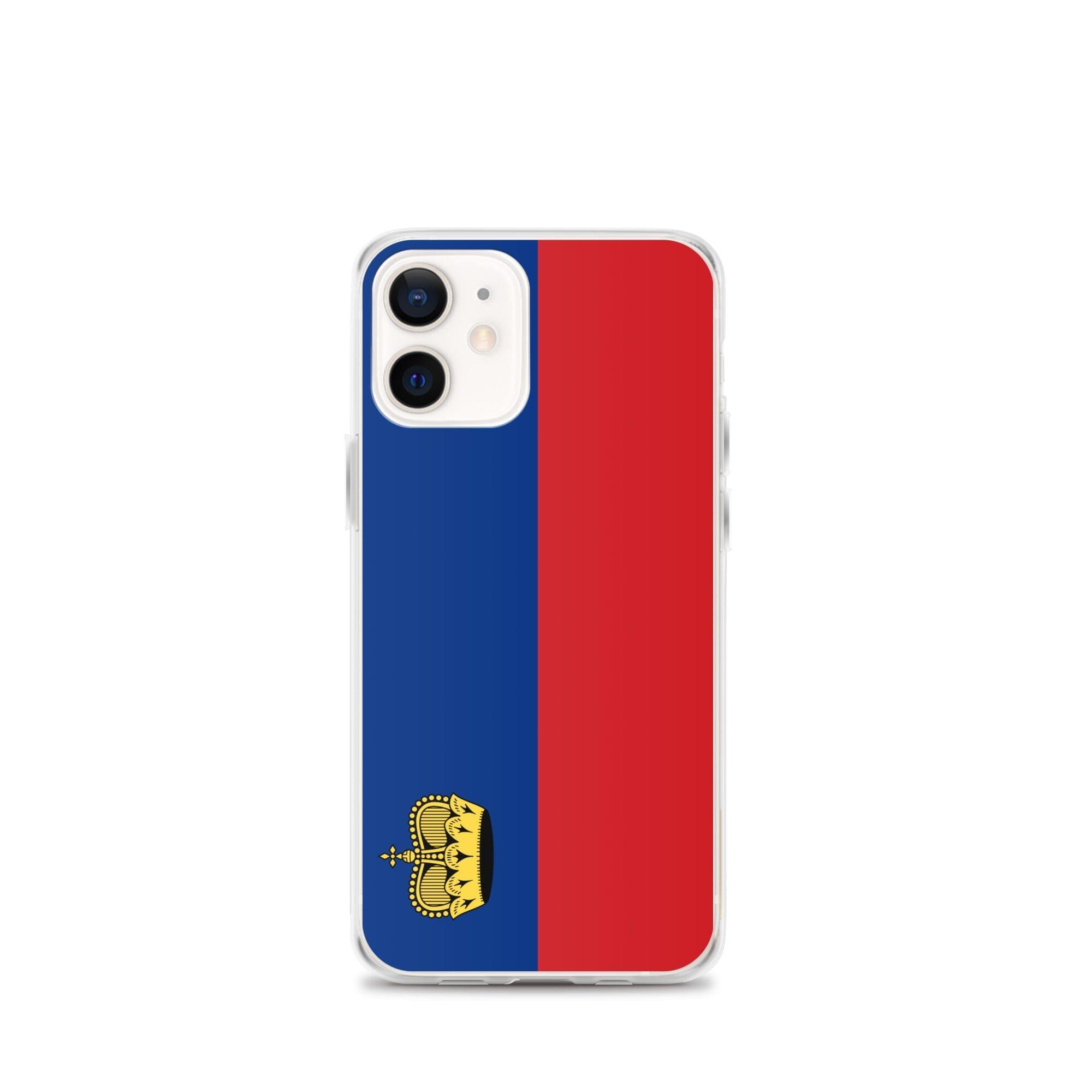 Coque de téléphone transparente avec le drapeau du Liechtenstein, offrant une protection pour iPhone.