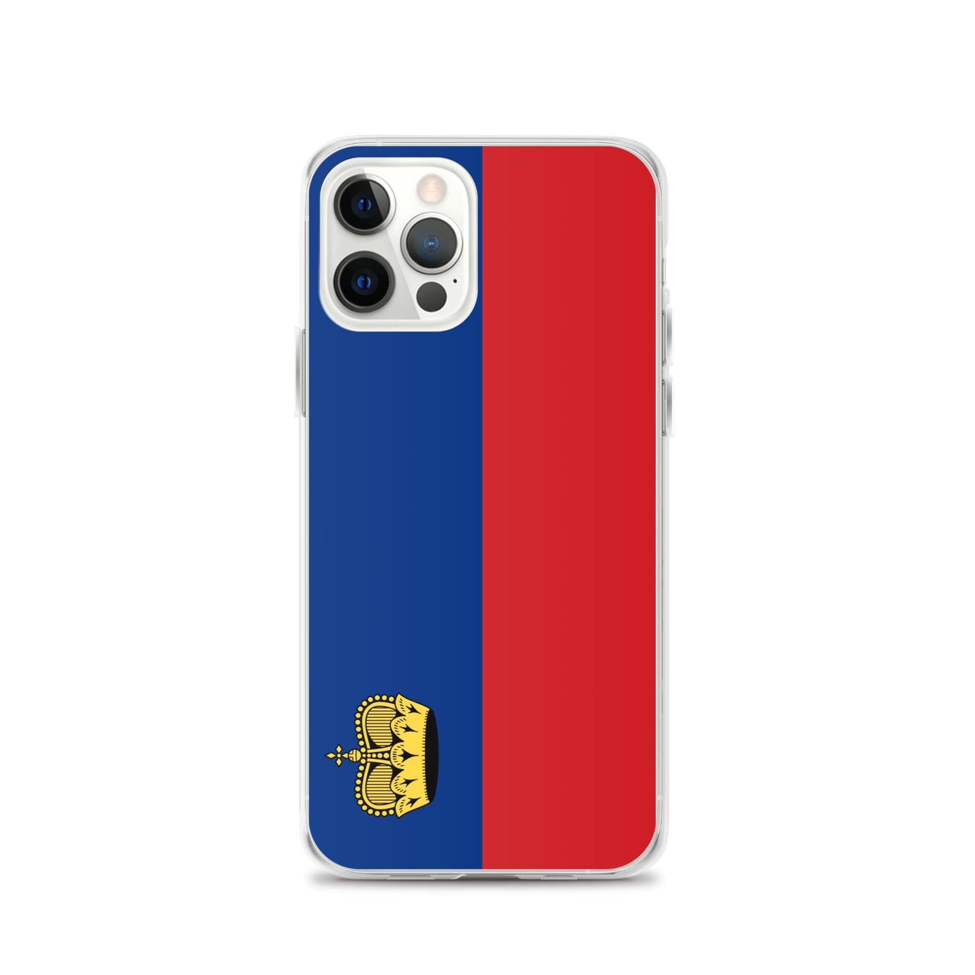 Coque de téléphone transparente avec le drapeau du Liechtenstein, offrant une protection pour iPhone.