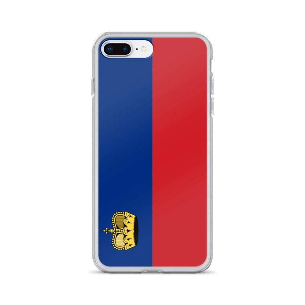 Coque de téléphone transparente avec le drapeau du Liechtenstein, offrant une protection pour iPhone.