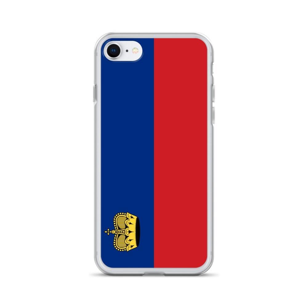 Coque de téléphone transparente avec le drapeau du Liechtenstein, offrant une protection pour iPhone.