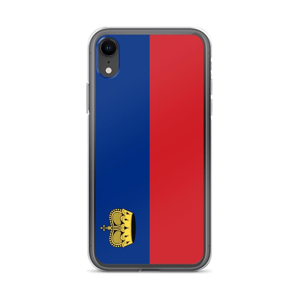 Coque de téléphone transparente avec le drapeau du Liechtenstein, offrant une protection pour iPhone.