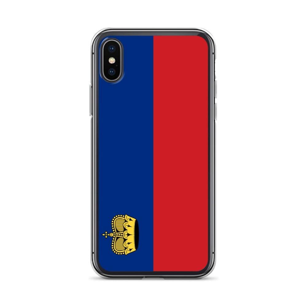 Coque de téléphone transparente avec le drapeau du Liechtenstein, offrant une protection pour iPhone.