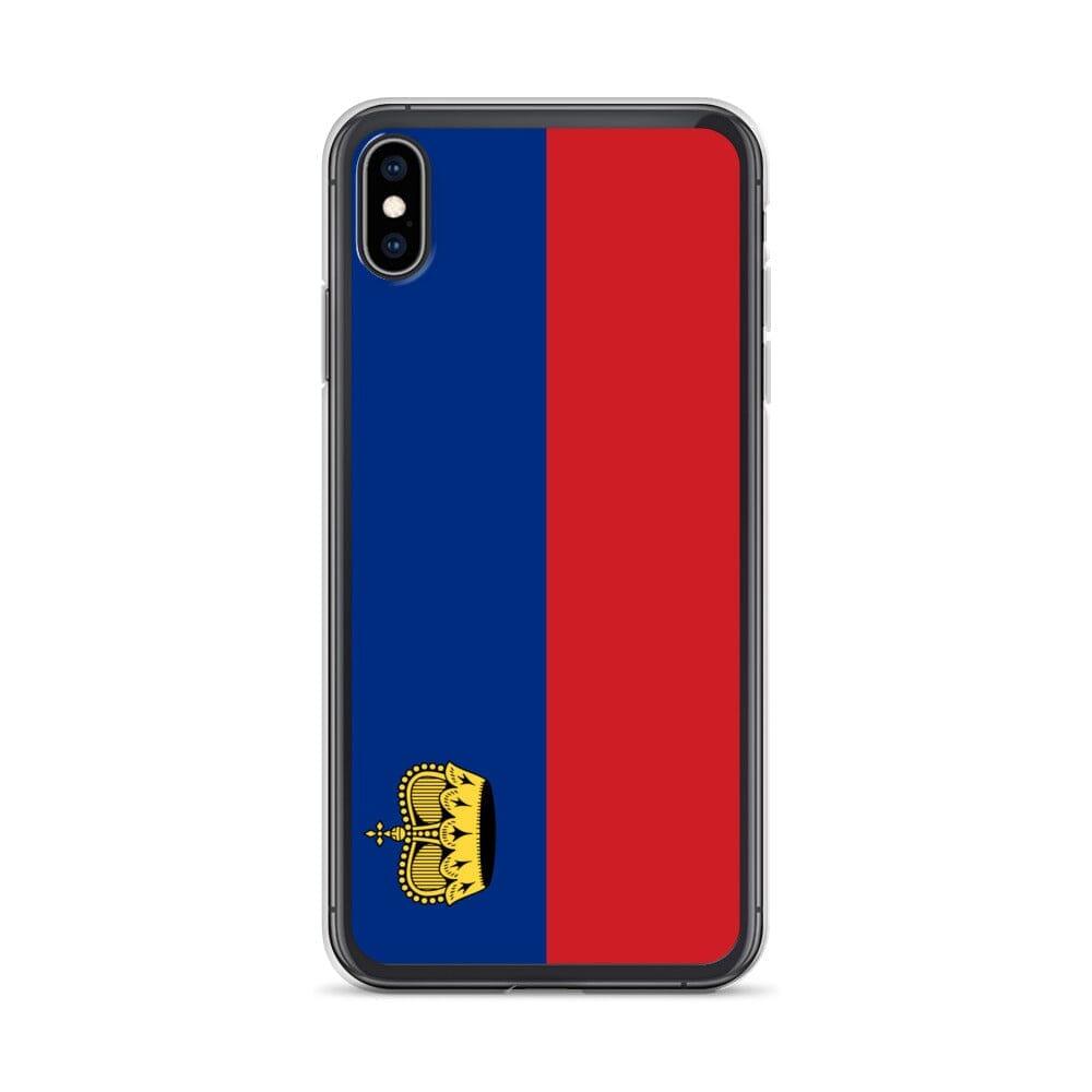 Coque de téléphone transparente avec le drapeau du Liechtenstein, offrant une protection pour iPhone.