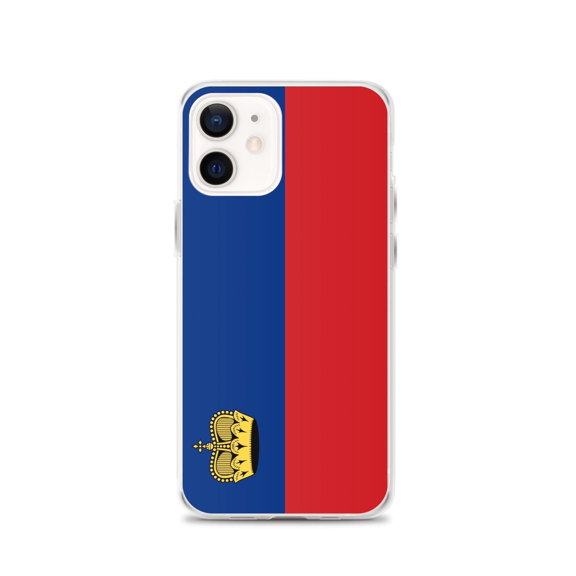 Coque de téléphone transparente avec le drapeau du Liechtenstein, offrant une protection pour iPhone.