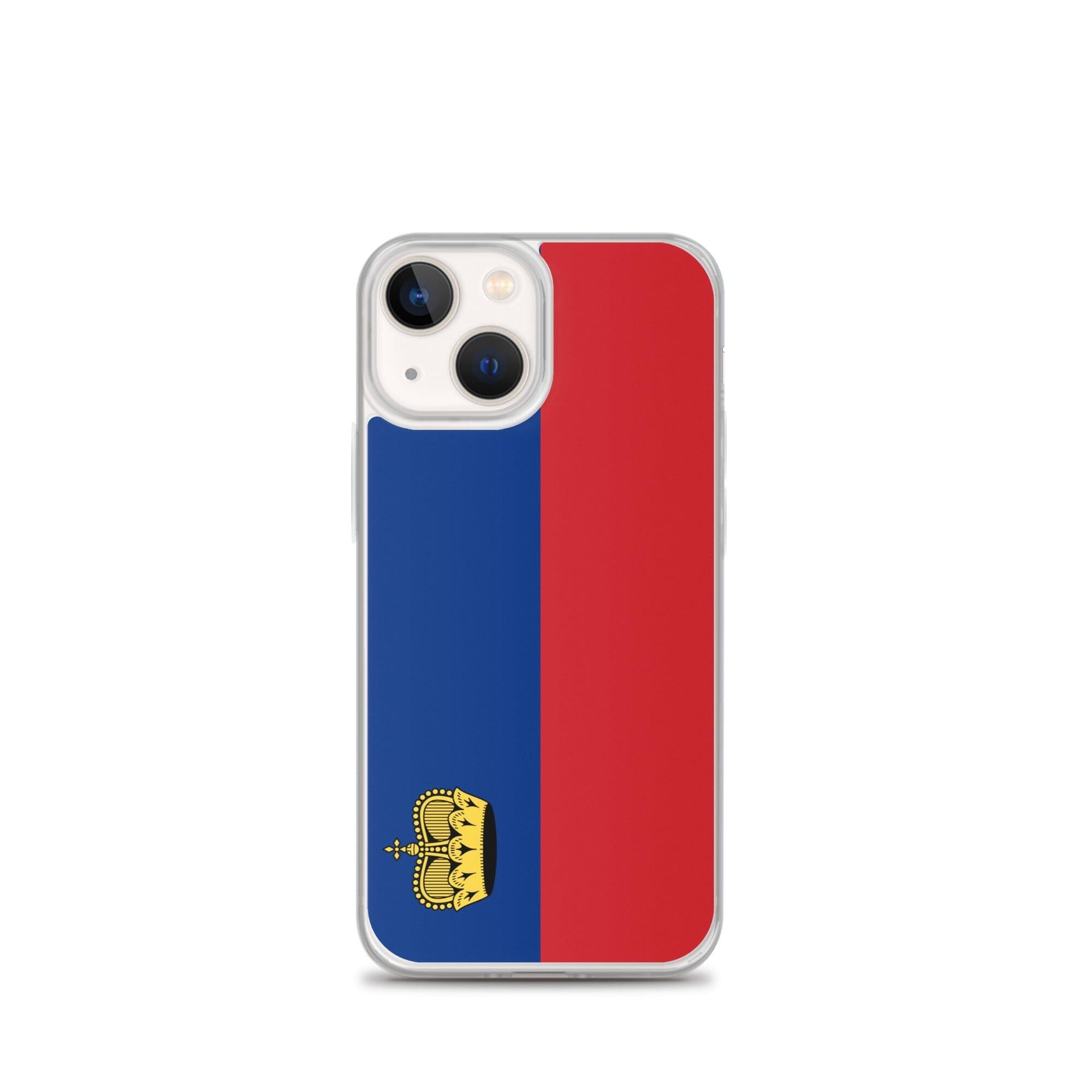 Coque de téléphone transparente avec le drapeau du Liechtenstein, offrant une protection pour iPhone.