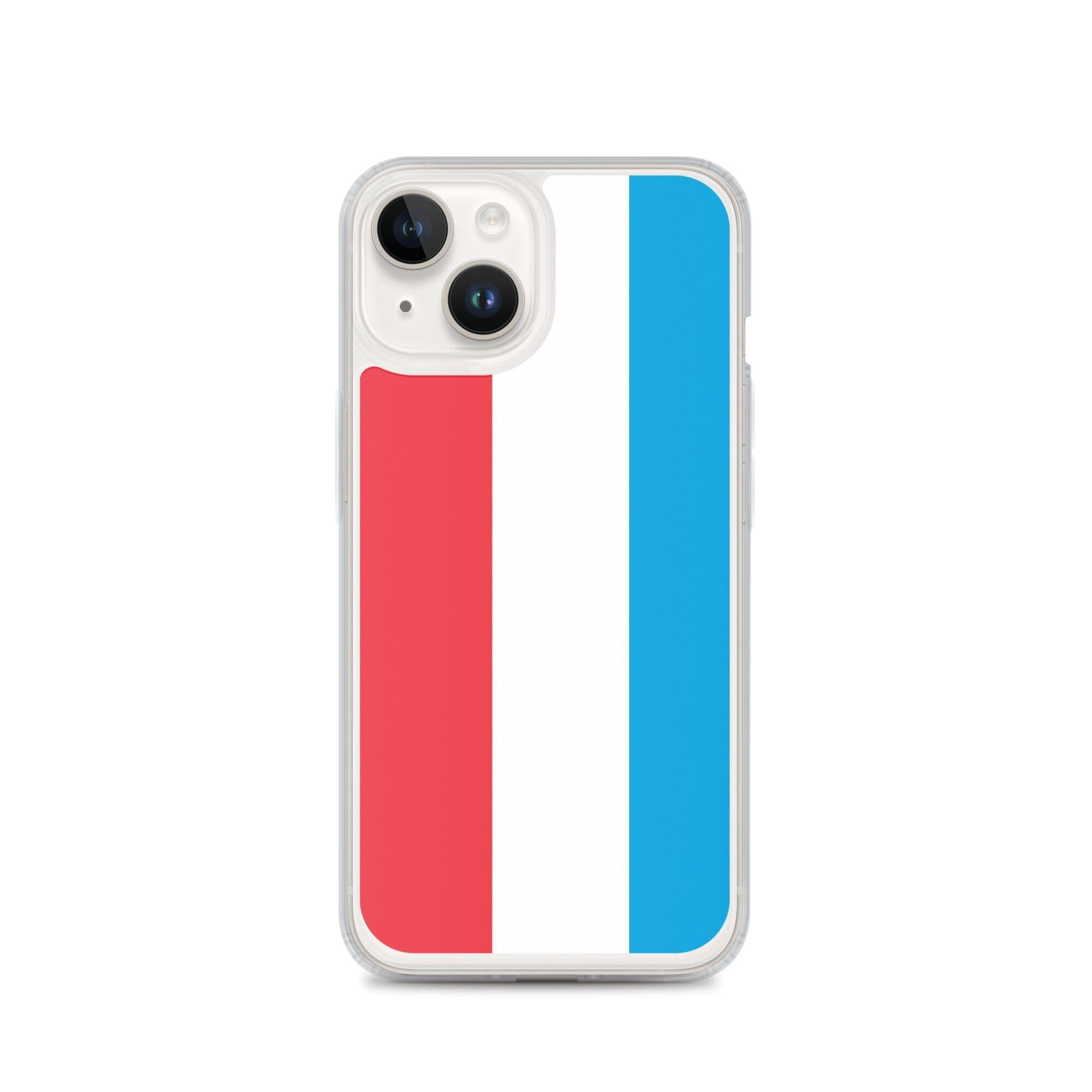 Coque de téléphone transparente avec le drapeau du Luxembourg, conçue pour iPhone, offrant protection et style.