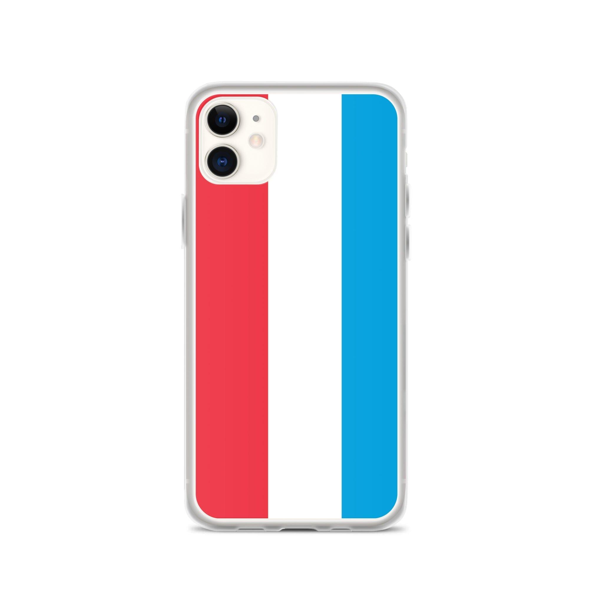 Coque de téléphone transparente avec le drapeau du Luxembourg, conçue pour iPhone, offrant protection et style.