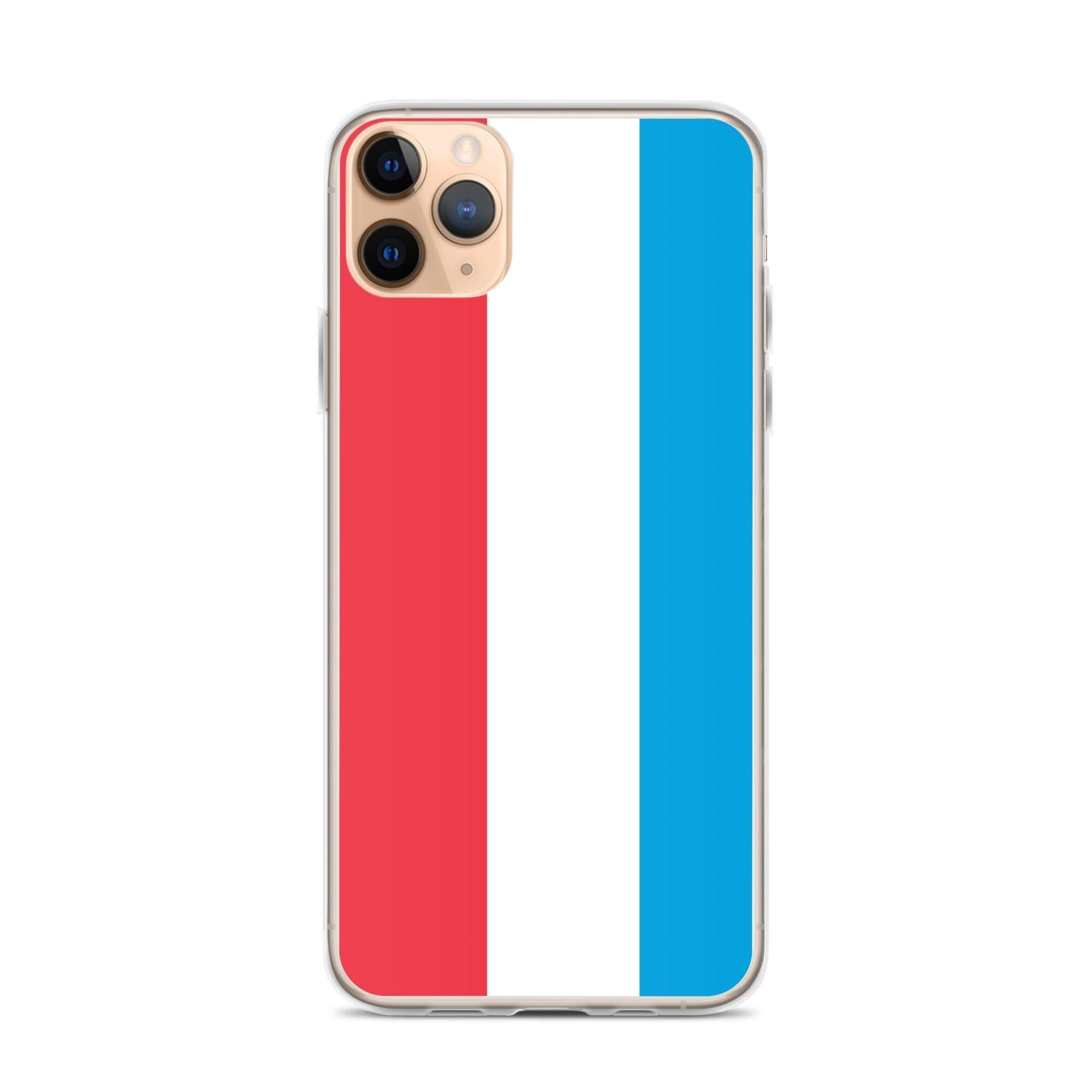 Coque de téléphone transparente avec le drapeau du Luxembourg, conçue pour iPhone, offrant protection et style.