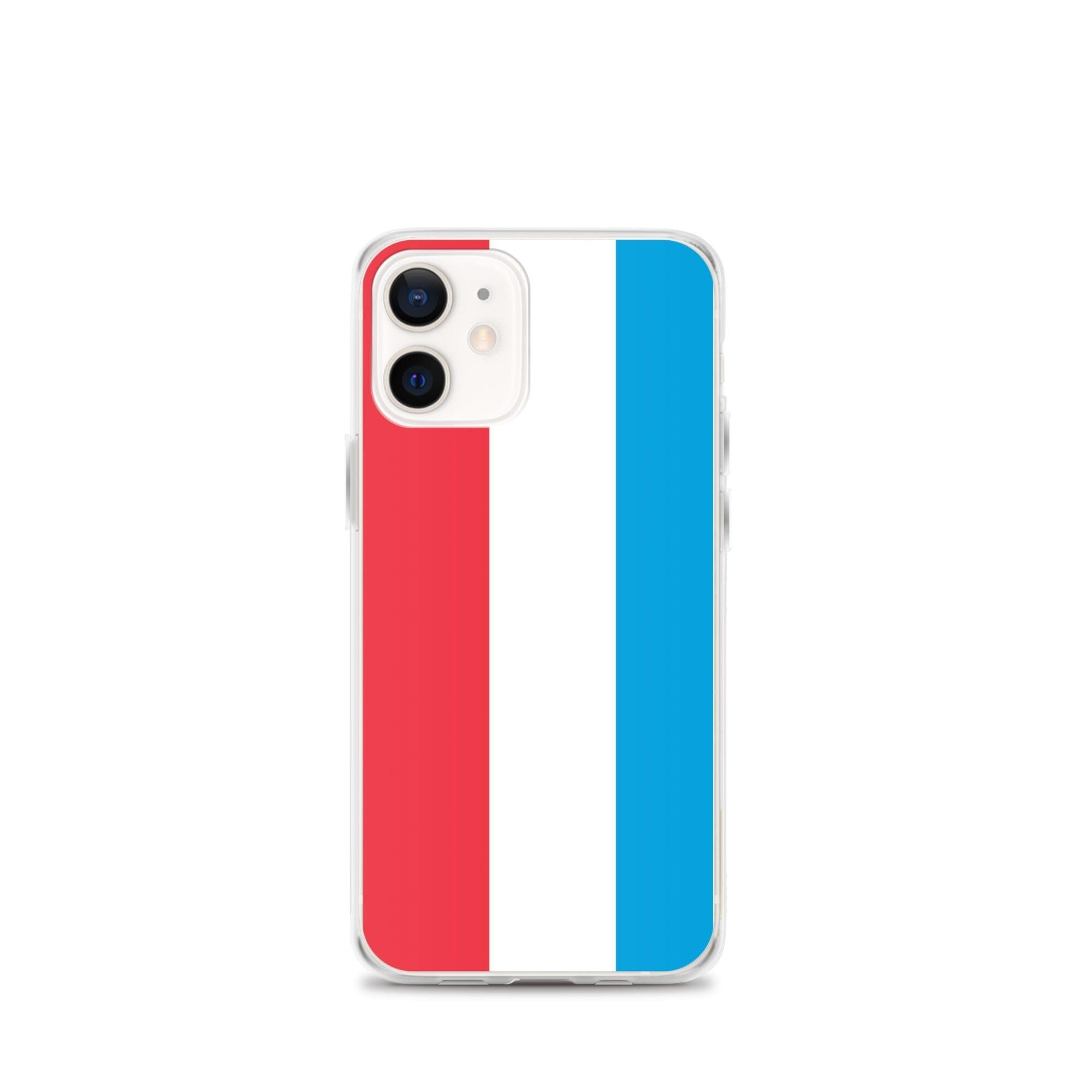 Coque de téléphone transparente avec le drapeau du Luxembourg, conçue pour iPhone, offrant protection et style.