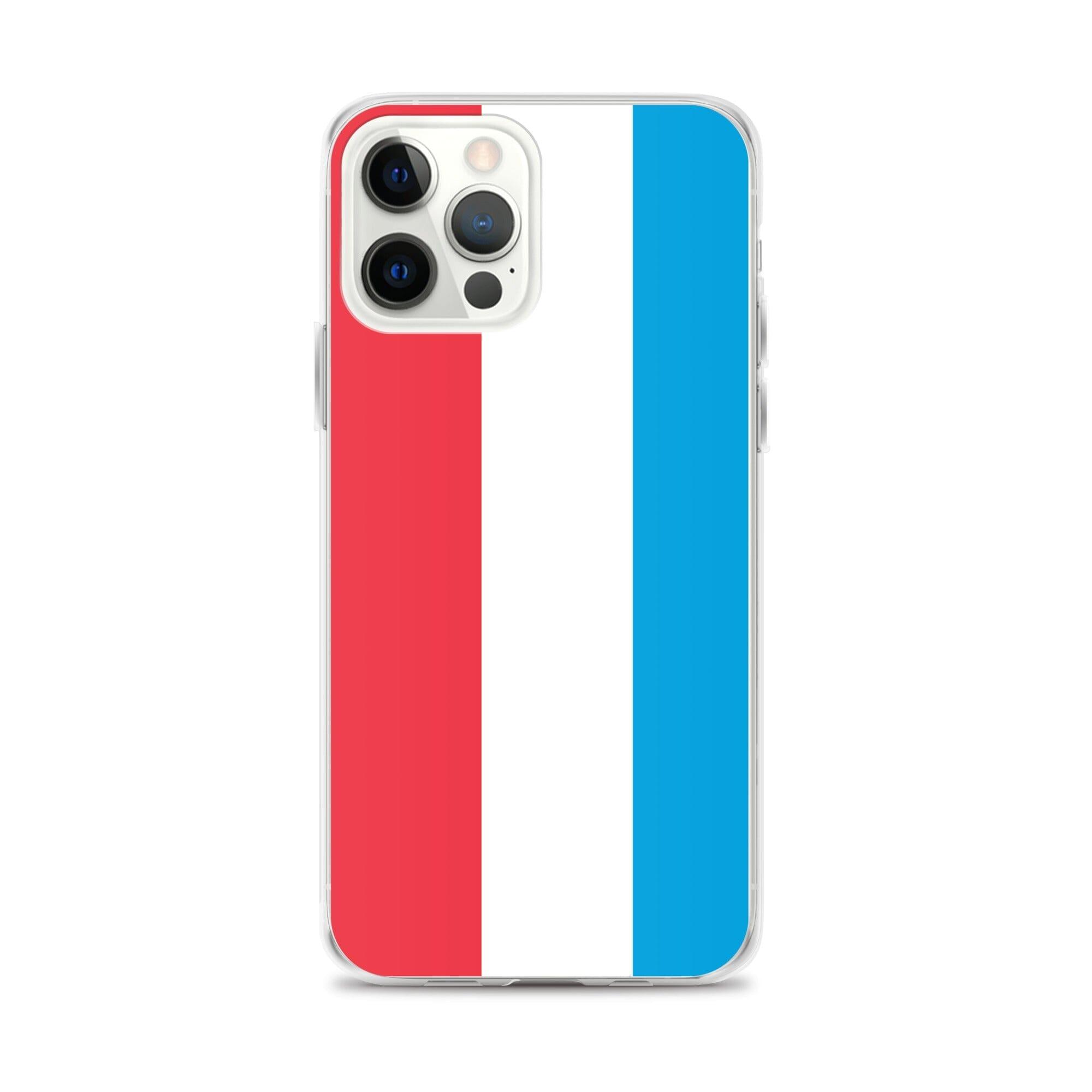 Coque de téléphone transparente avec le drapeau du Luxembourg, conçue pour iPhone, offrant protection et style.