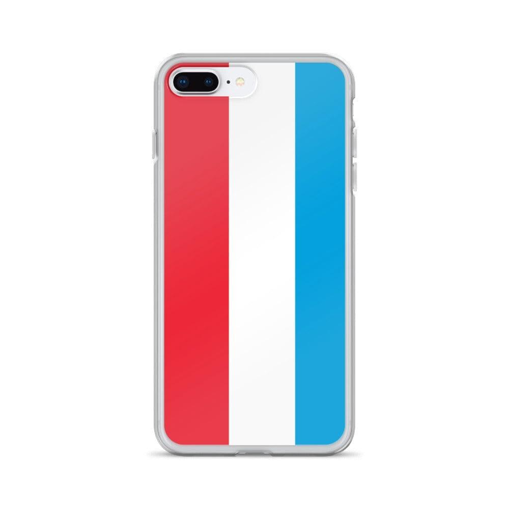 Coque de téléphone transparente avec le drapeau du Luxembourg, conçue pour iPhone, offrant protection et style.