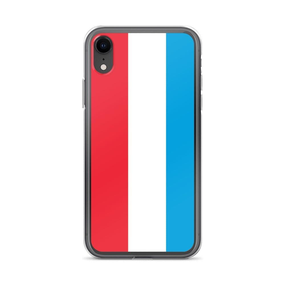 Coque de téléphone transparente avec le drapeau du Luxembourg, conçue pour iPhone, offrant protection et style.