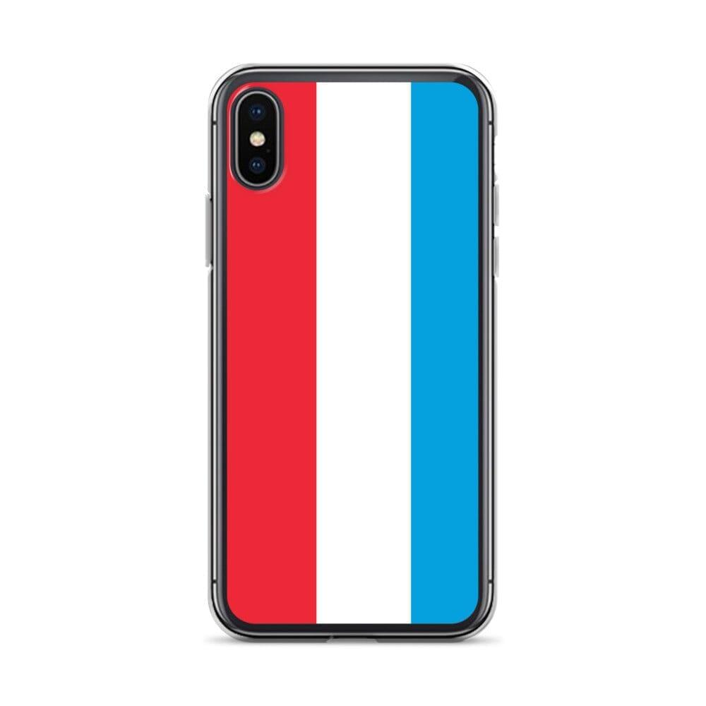 Coque de téléphone transparente avec le drapeau du Luxembourg, conçue pour iPhone, offrant protection et style.