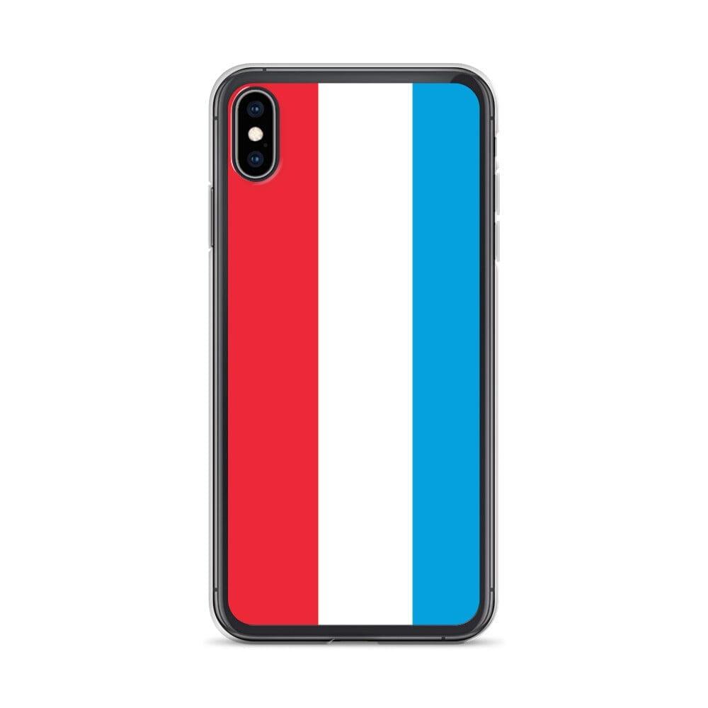 Coque de téléphone transparente avec le drapeau du Luxembourg, conçue pour iPhone, offrant protection et style.