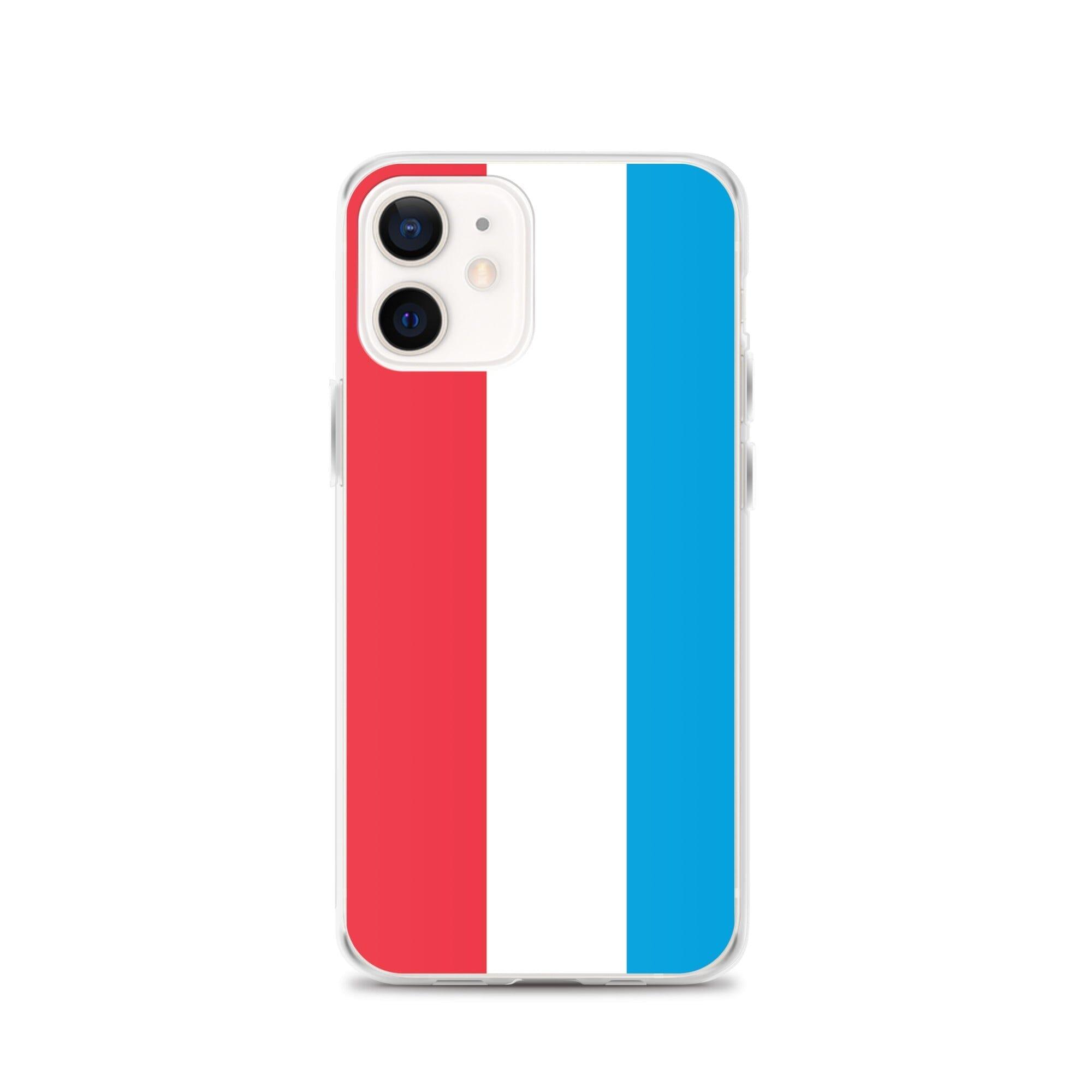 Coque de téléphone transparente avec le drapeau du Luxembourg, conçue pour iPhone, offrant protection et style.