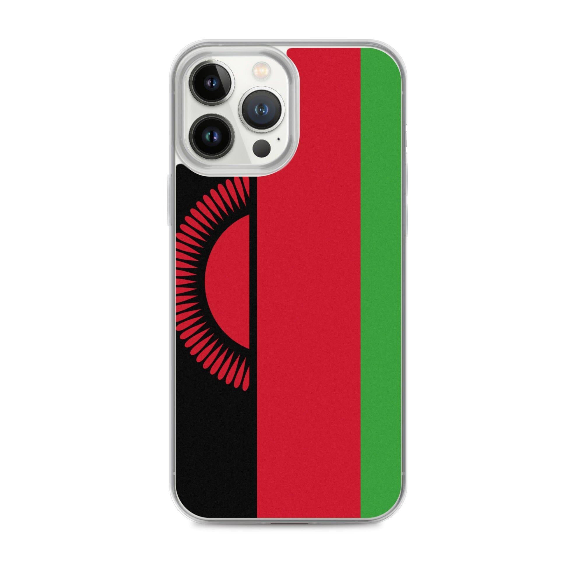 Coque de téléphone en plastique transparent avec motif du drapeau du Malawi, adaptée pour iPhone 6 à 14 Pro Max.