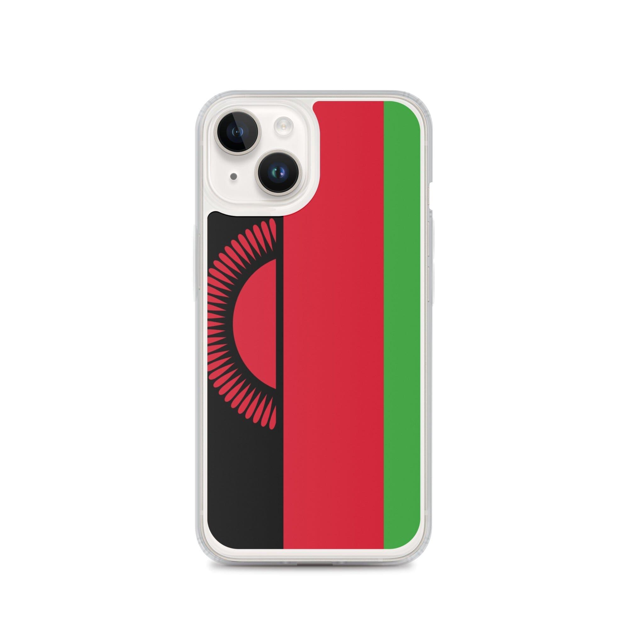 Coque de téléphone en plastique transparent avec motif du drapeau du Malawi, adaptée pour iPhone 6 à 14 Pro Max.