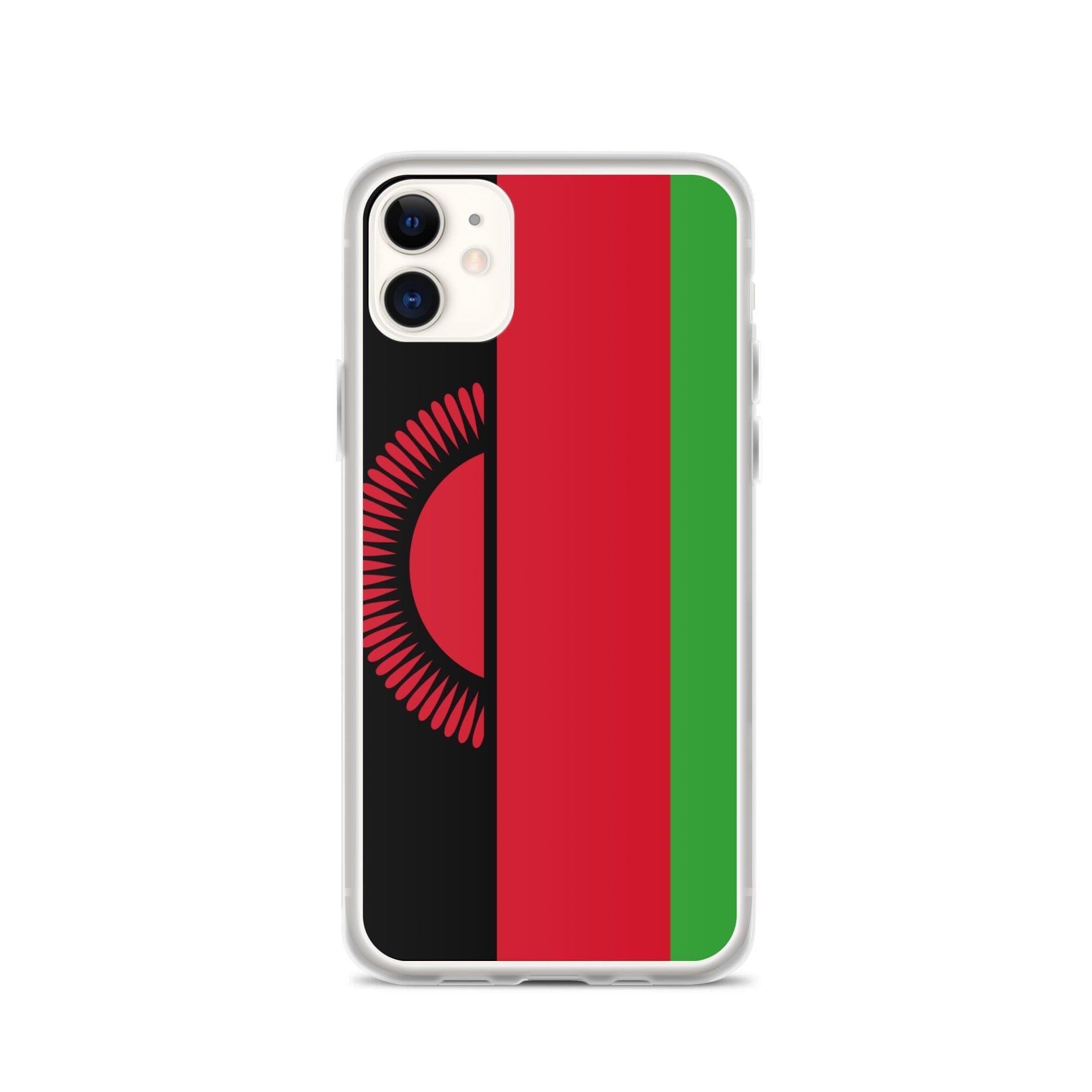 Coque de téléphone en plastique transparent avec motif du drapeau du Malawi, adaptée pour iPhone 6 à 14 Pro Max.