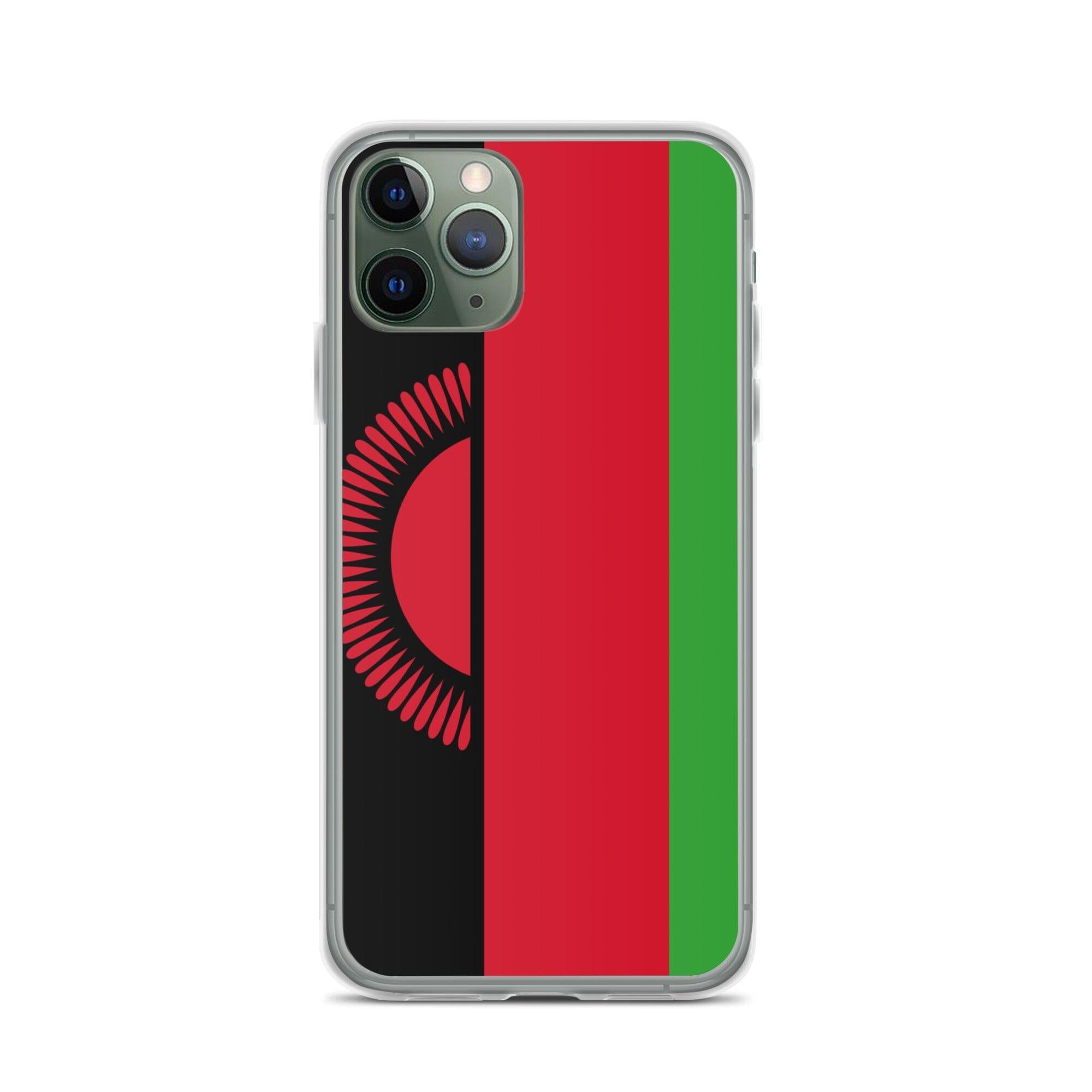 Coque de téléphone en plastique transparent avec motif du drapeau du Malawi, adaptée pour iPhone 6 à 14 Pro Max.