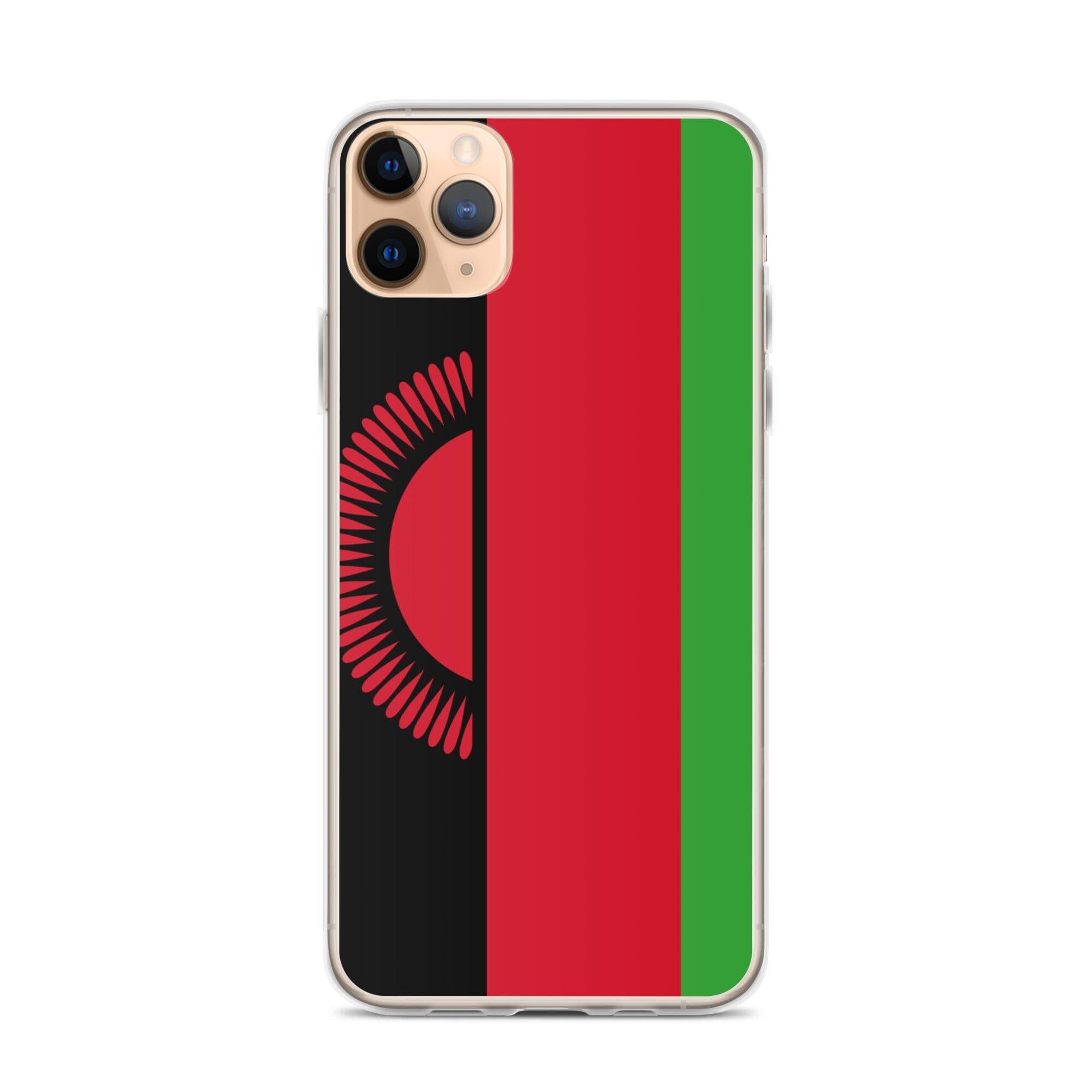 Coque de téléphone en plastique transparent avec motif du drapeau du Malawi, adaptée pour iPhone 6 à 14 Pro Max.