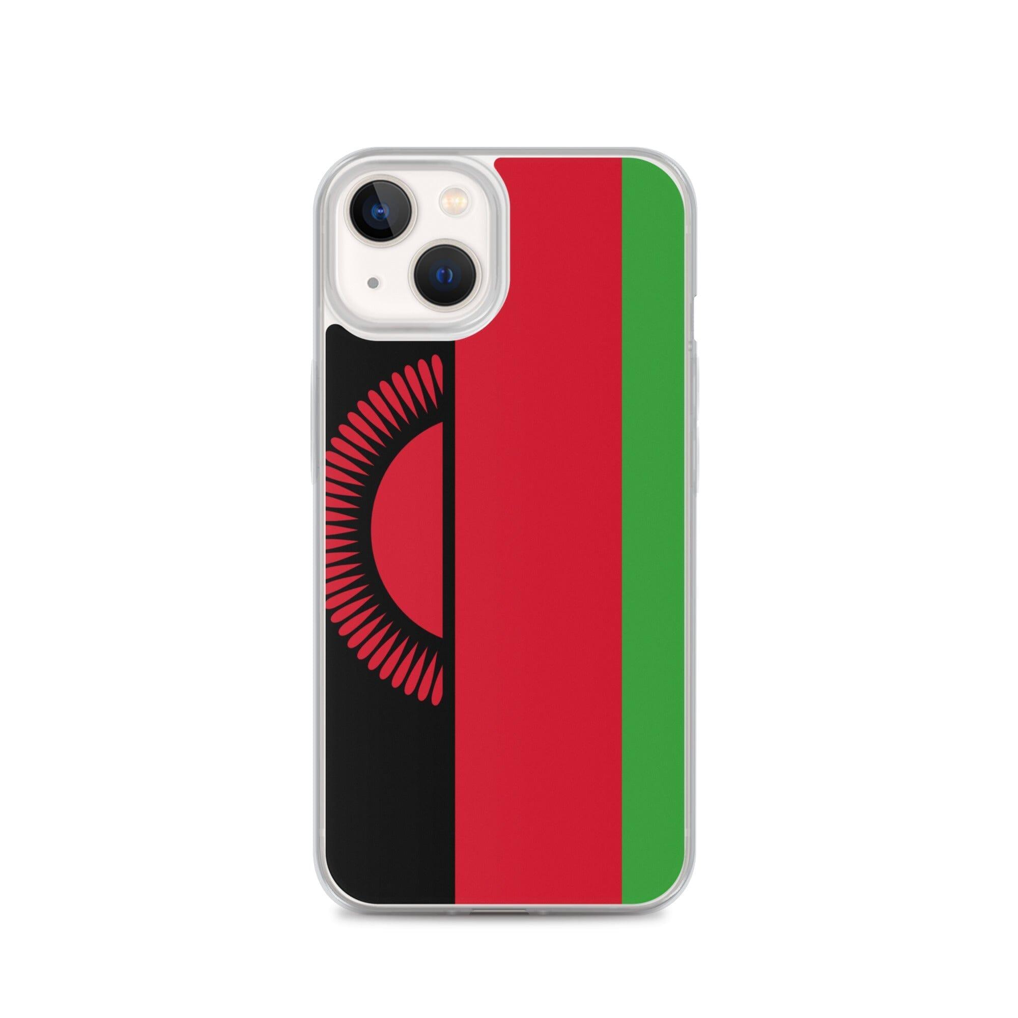 Coque de téléphone en plastique transparent avec motif du drapeau du Malawi, adaptée pour iPhone 6 à 14 Pro Max.