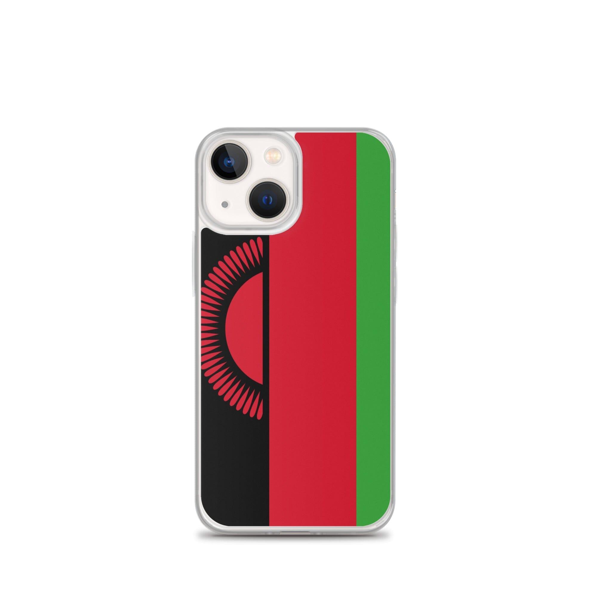 Coque de téléphone en plastique transparent avec motif du drapeau du Malawi, adaptée pour iPhone 6 à 14 Pro Max.