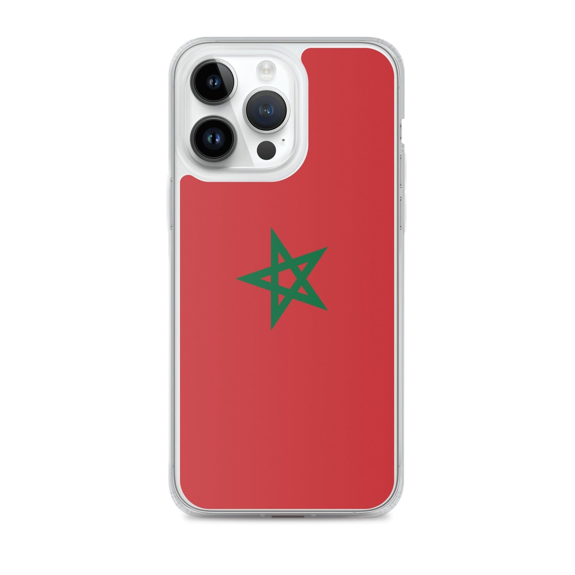 Coque de téléphone transparente avec le drapeau du Maroc, adaptée aux modèles d'iPhone.