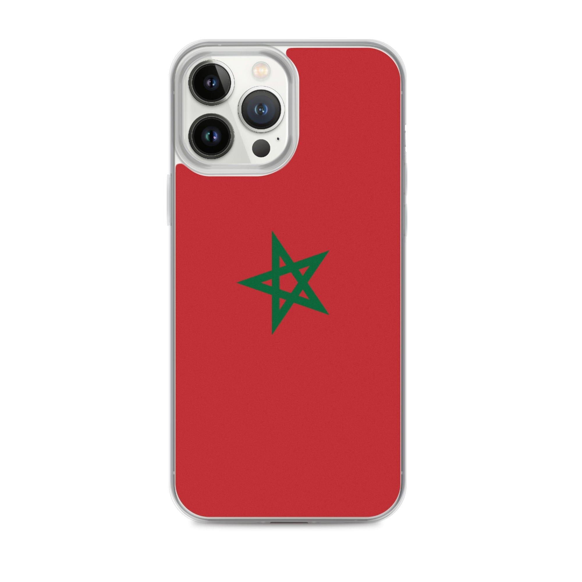 Coque de téléphone transparente avec le drapeau du Maroc, adaptée aux modèles d'iPhone.