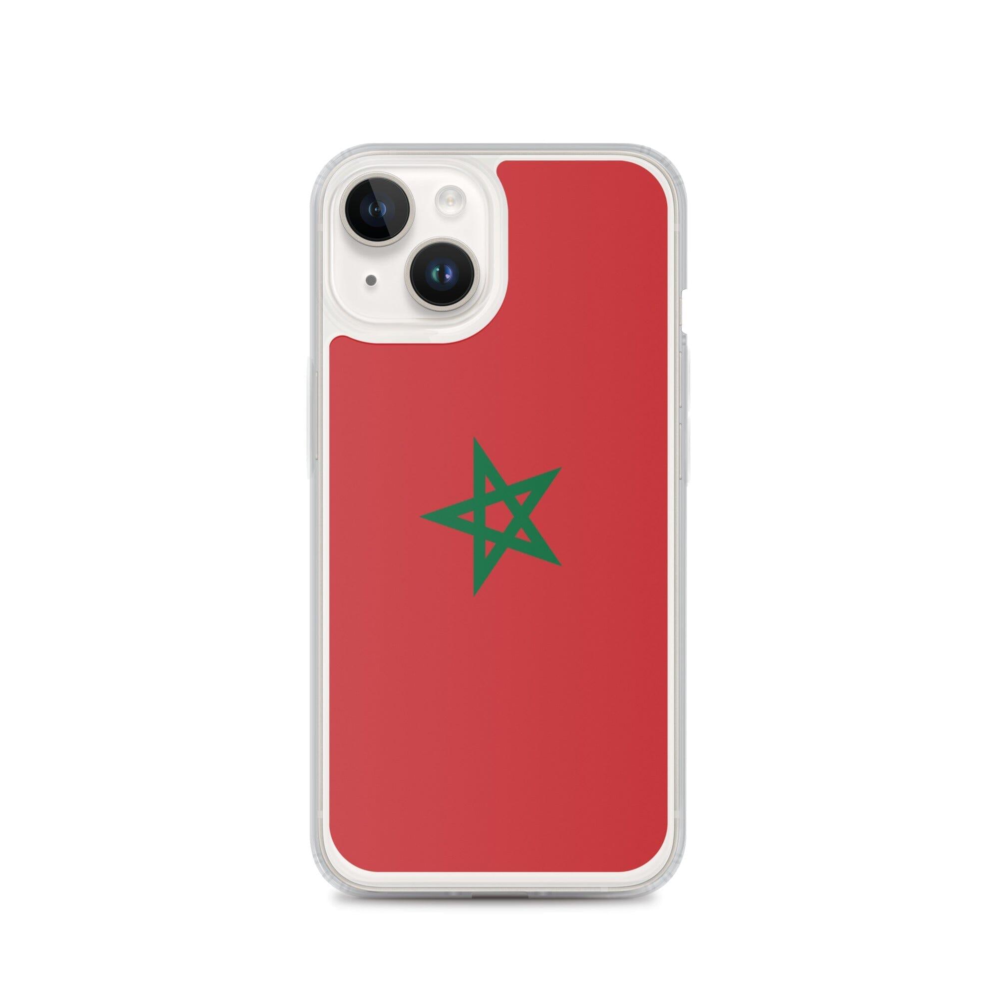 Coque de téléphone transparente avec le drapeau du Maroc, adaptée aux modèles d'iPhone.