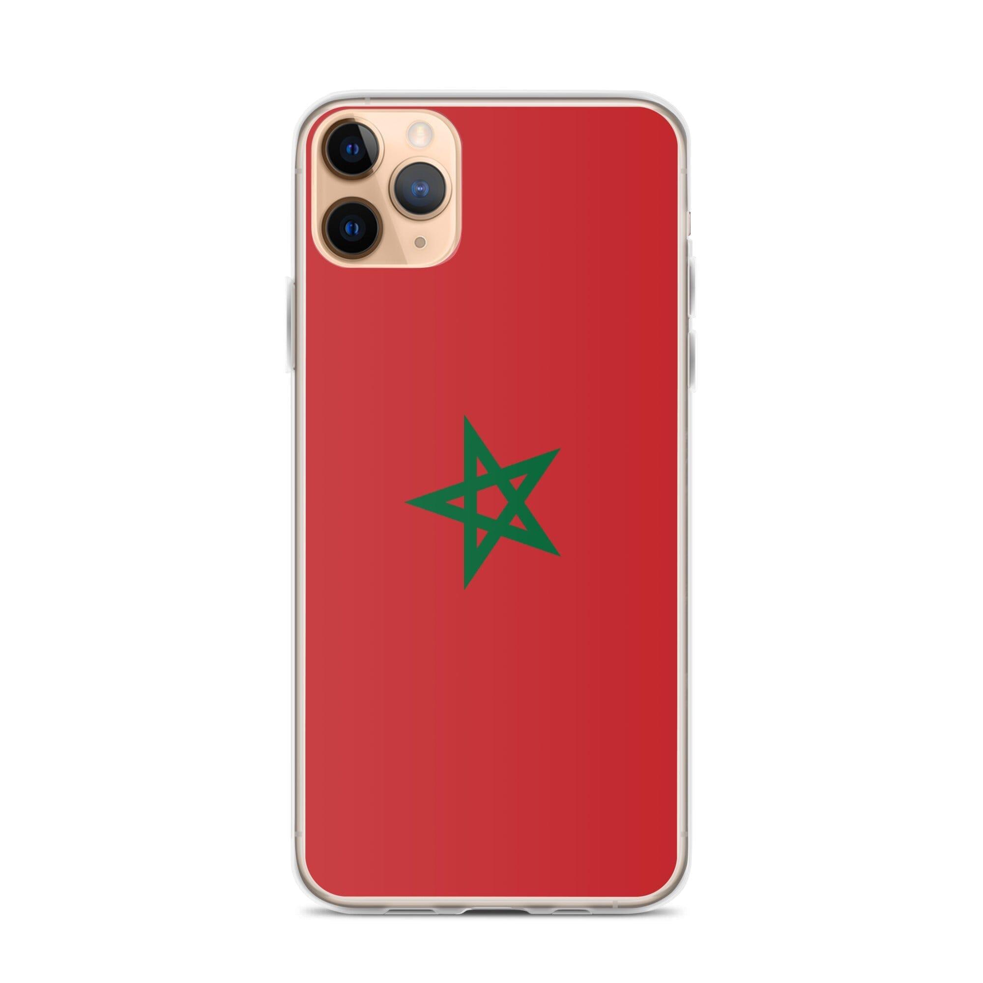 Coque de téléphone transparente avec le drapeau du Maroc, adaptée aux modèles d'iPhone.