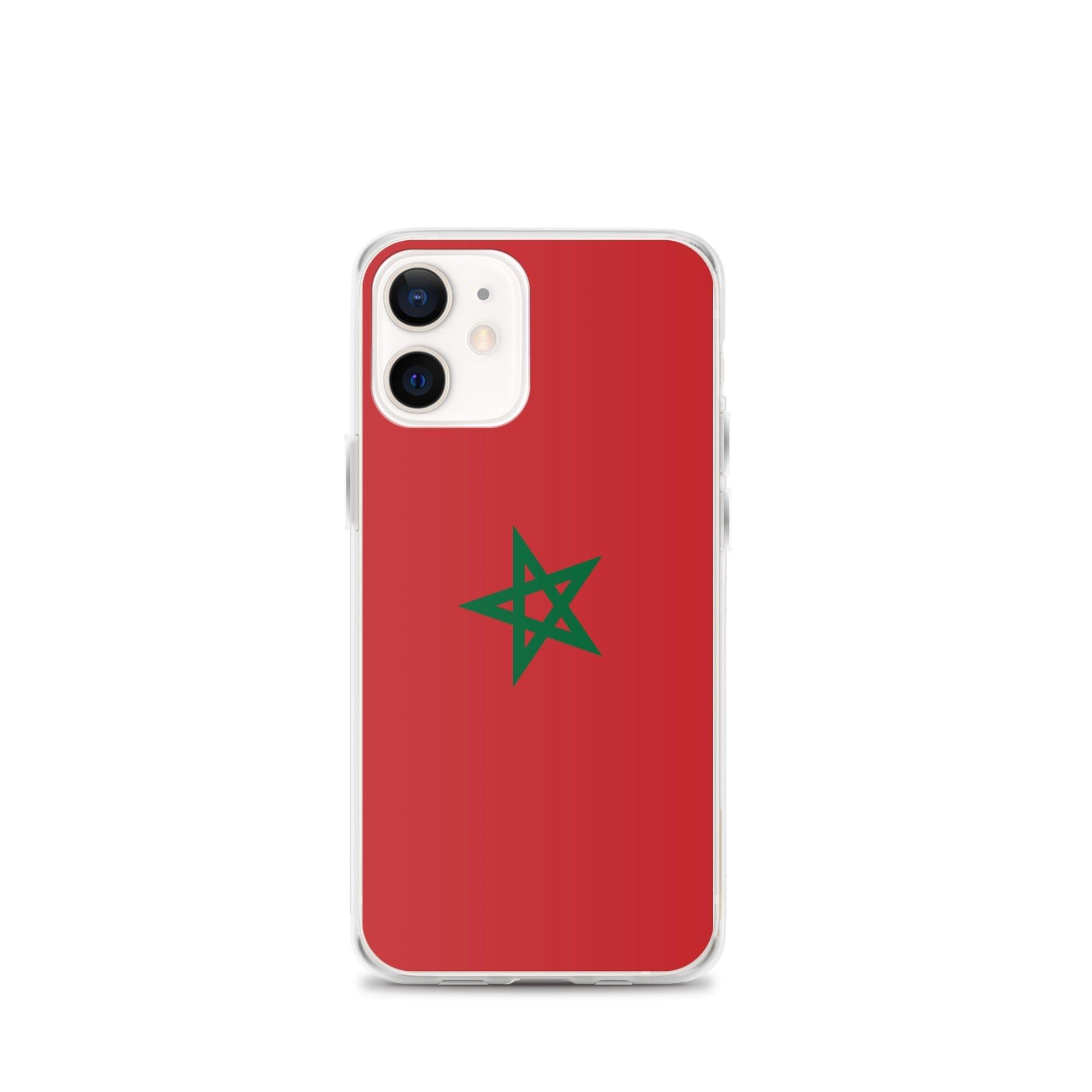 Coque de téléphone transparente avec le drapeau du Maroc, adaptée aux modèles d'iPhone.