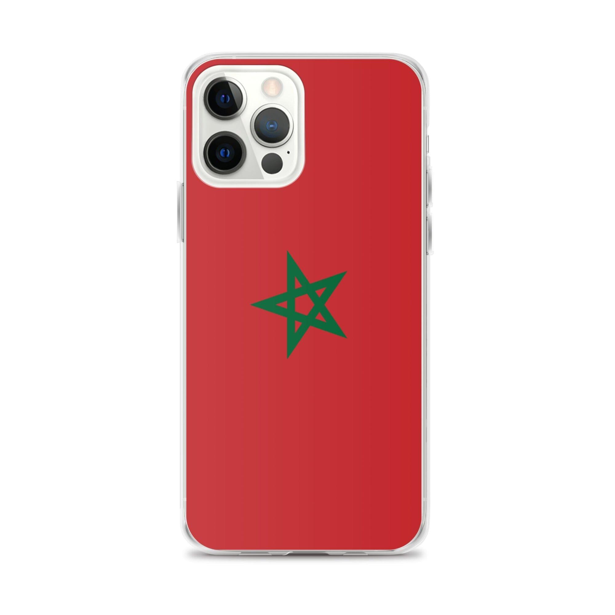 Coque de téléphone transparente avec le drapeau du Maroc, adaptée aux modèles d'iPhone.