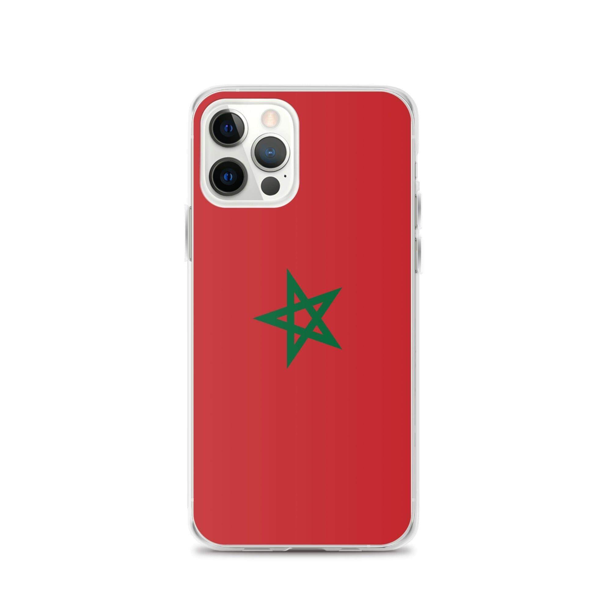 Coque de téléphone transparente avec le drapeau du Maroc, adaptée aux modèles d'iPhone.