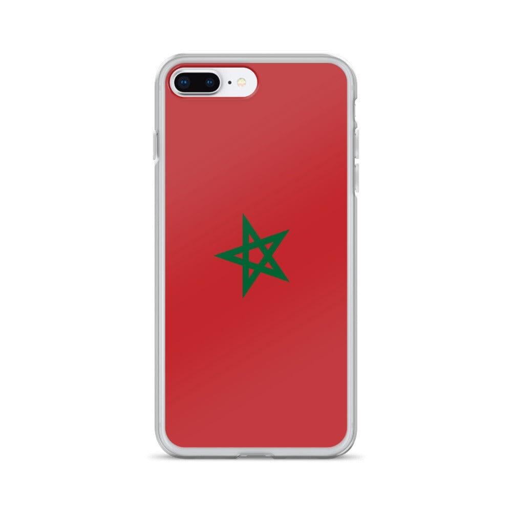 Coque de téléphone transparente avec le drapeau du Maroc, adaptée aux modèles d'iPhone.