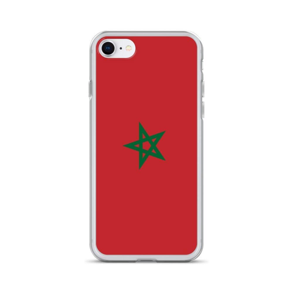 Coque de téléphone transparente avec le drapeau du Maroc, adaptée aux modèles d'iPhone.