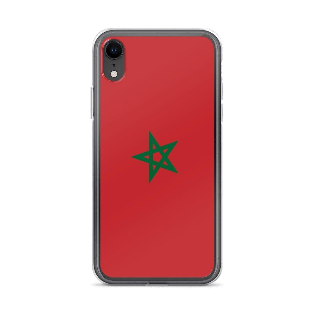 Coque de téléphone transparente avec le drapeau du Maroc, adaptée aux modèles d'iPhone.