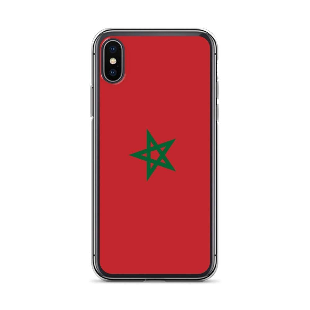 Coque de téléphone transparente avec le drapeau du Maroc, adaptée aux modèles d'iPhone.