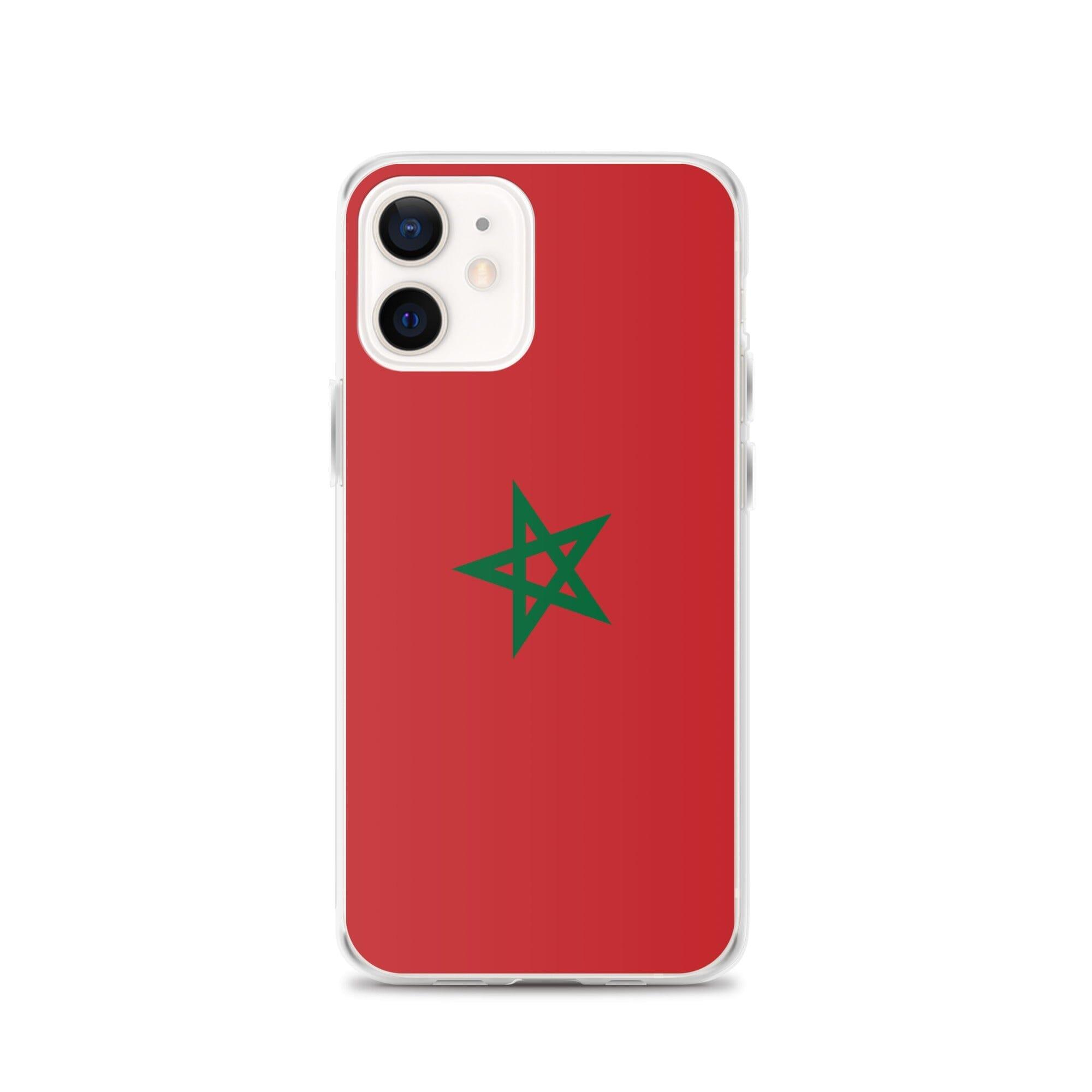 Coque de téléphone transparente avec le drapeau du Maroc, adaptée aux modèles d'iPhone.