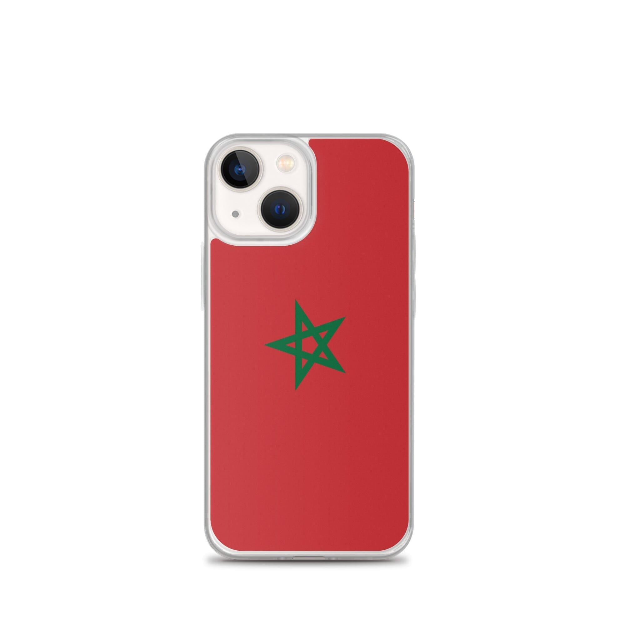 Coque de téléphone transparente avec le drapeau du Maroc, adaptée aux modèles d'iPhone.