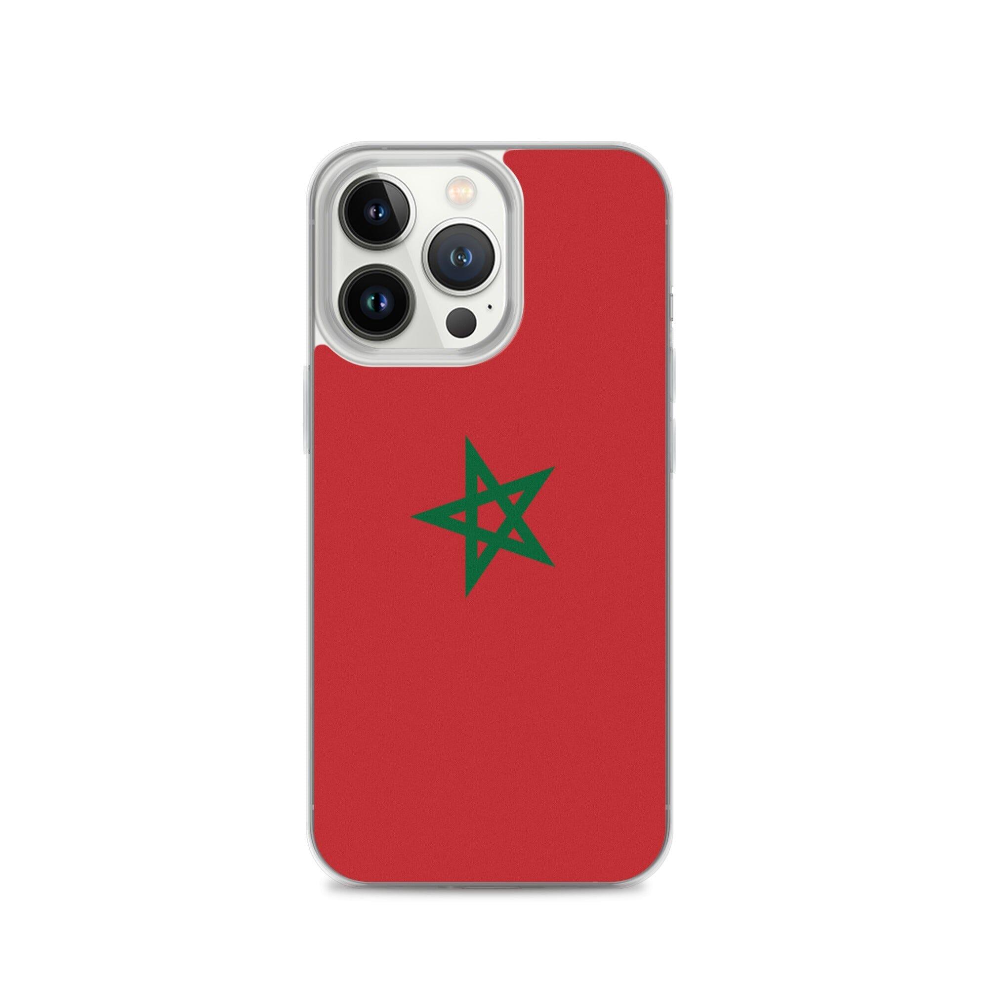 Coque de téléphone transparente avec le drapeau du Maroc, adaptée aux modèles d'iPhone.