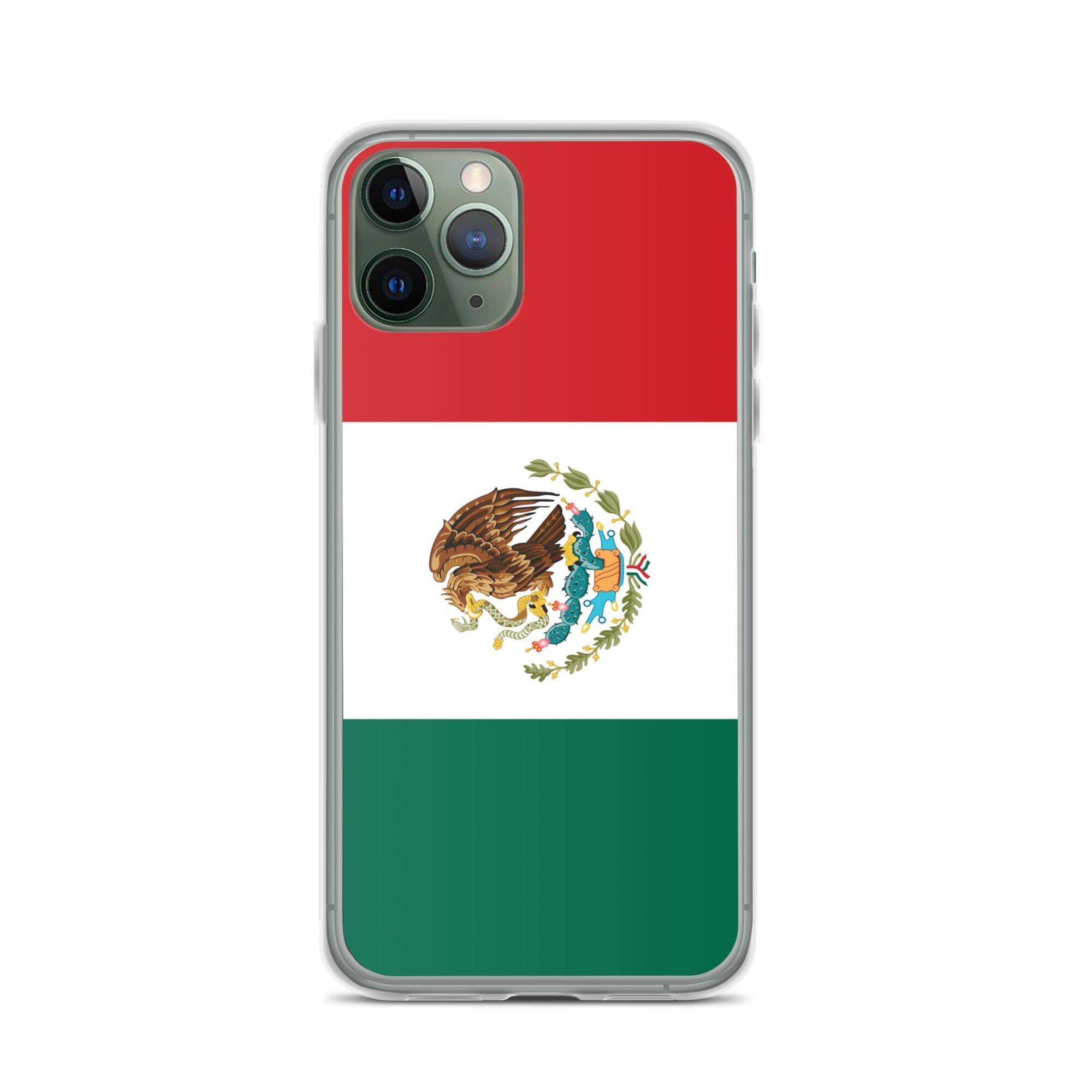 Coque de téléphone avec le drapeau du Mexique, en plastique transparent et TPU, pour iPhone.