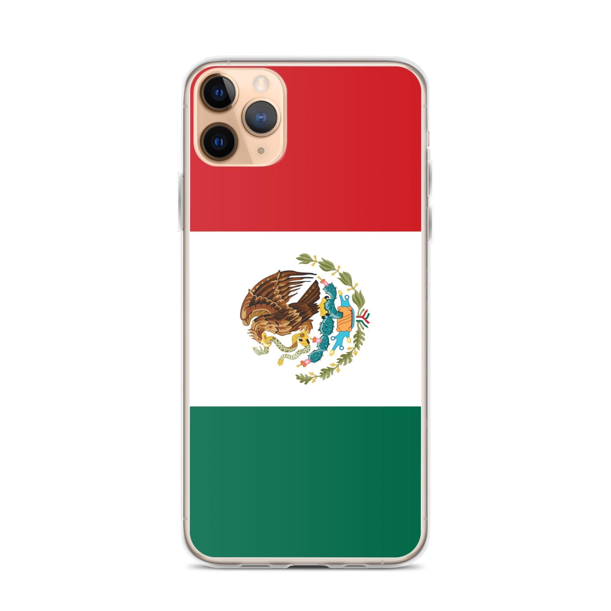 Coque de téléphone avec le drapeau du Mexique, en plastique transparent et TPU, pour iPhone.