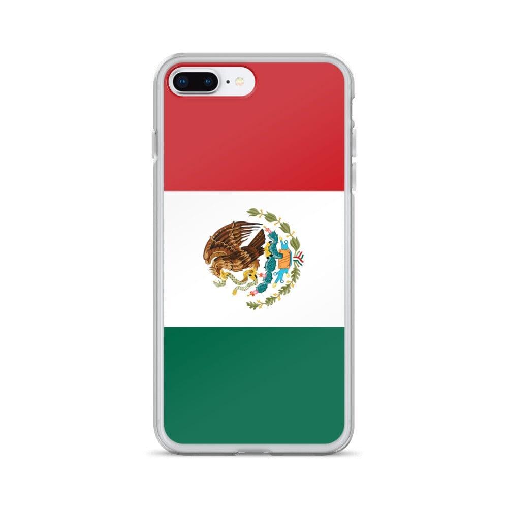 Coque de téléphone avec le drapeau du Mexique, en plastique transparent et TPU, pour iPhone.