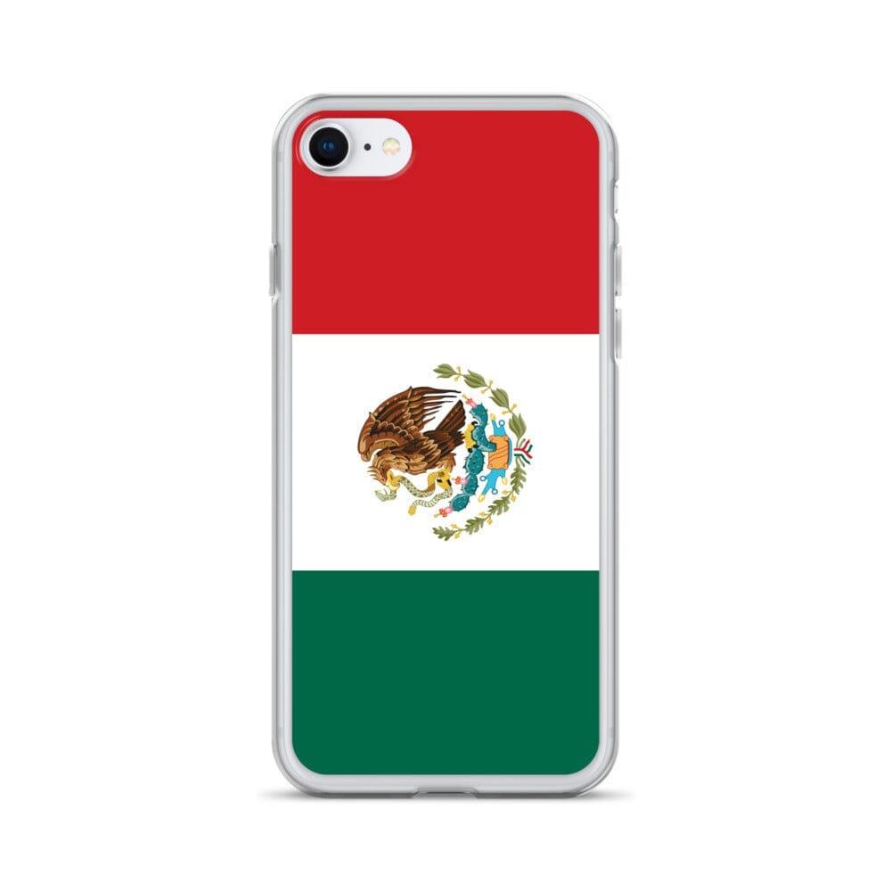 Coque de téléphone avec le drapeau du Mexique, en plastique transparent et TPU, pour iPhone.