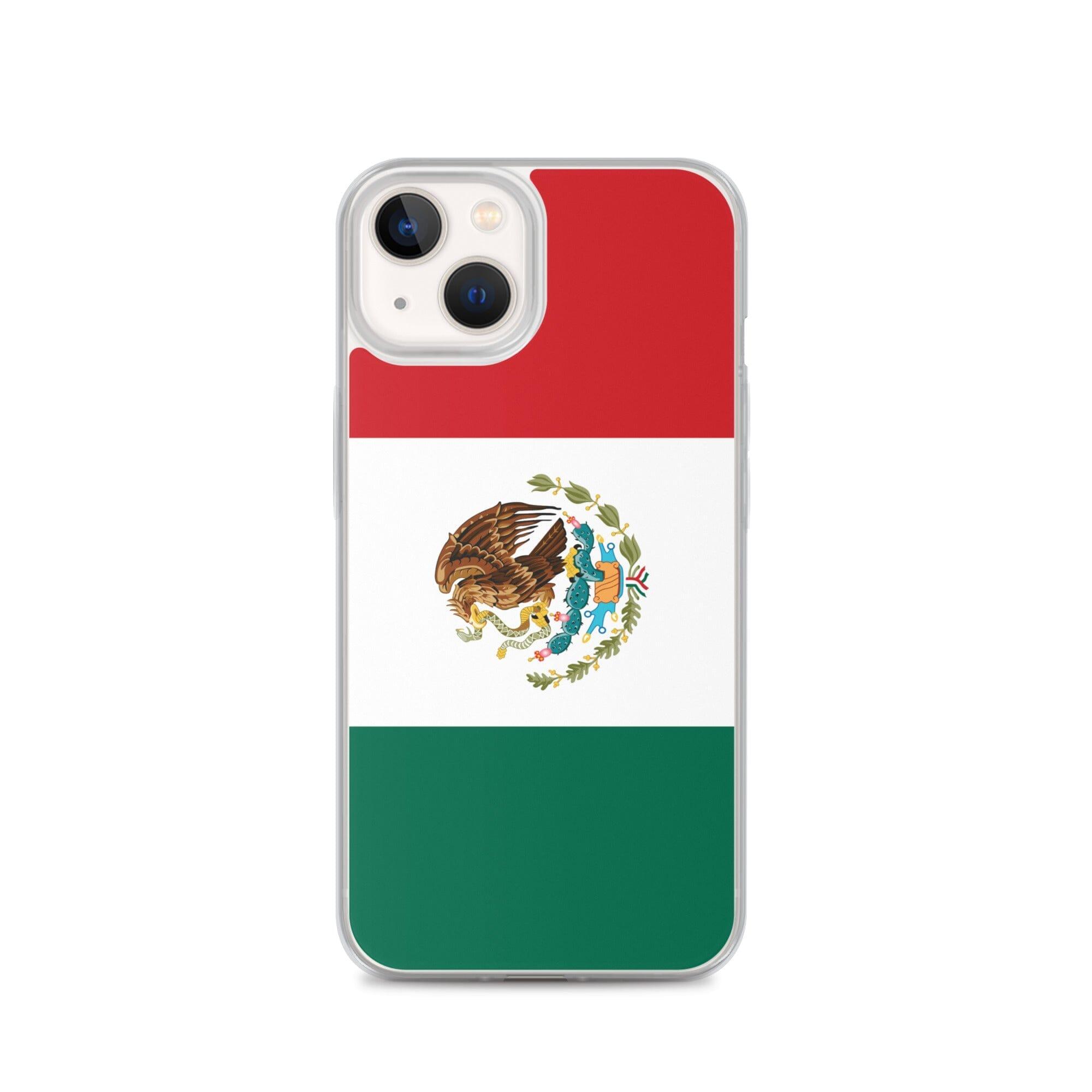 Coque de téléphone avec le drapeau du Mexique, en plastique transparent et TPU, pour iPhone.