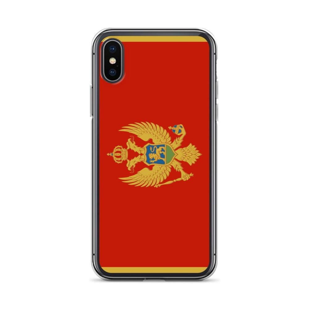 Coque de téléphone transparente avec le drapeau du Monténégro, conçue pour iPhone, offrant protection et style.